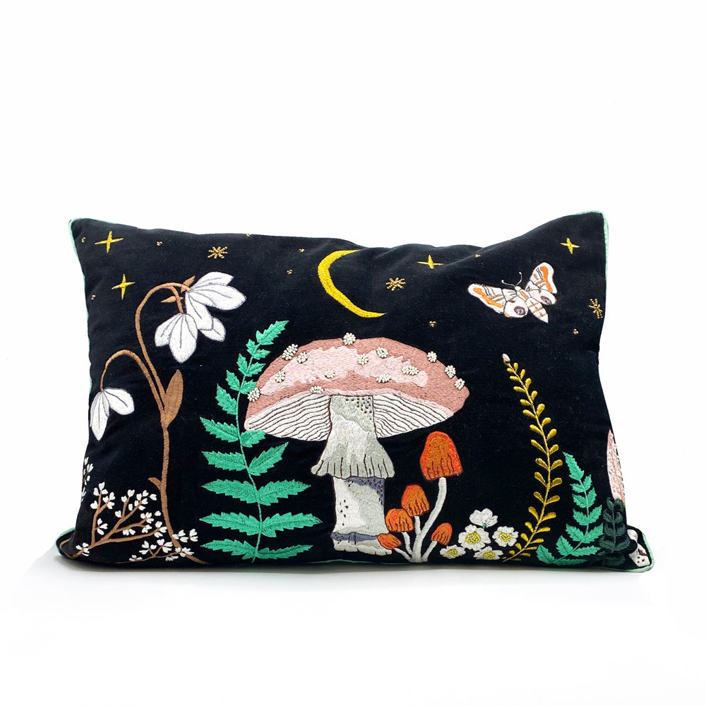 Forage Black Velvet Cushion