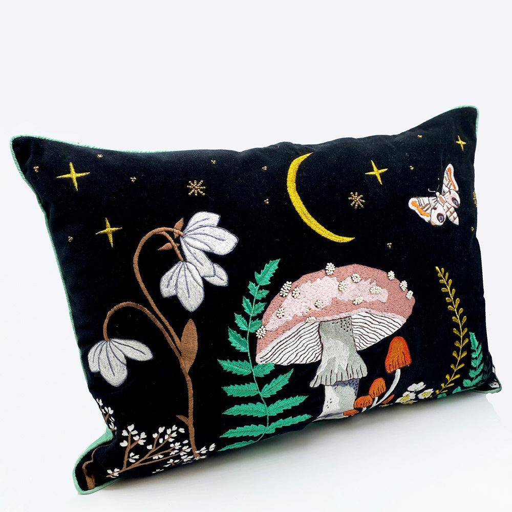 Forage Black Velvet Cushion