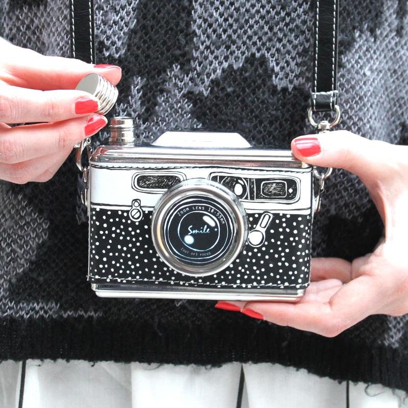 Black And White Camera Hip Flask - House of Disaster