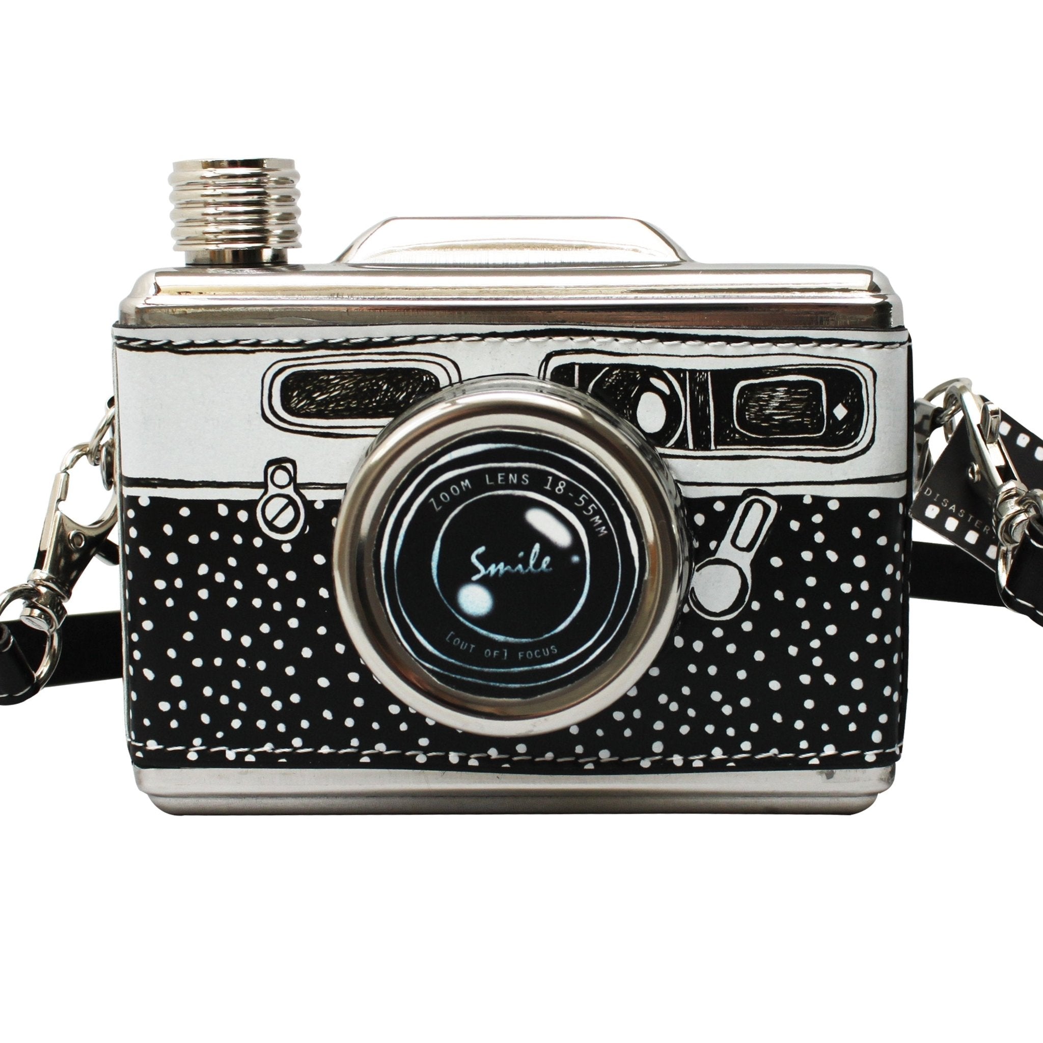 Black And White Camera Hip Flask - House of Disaster