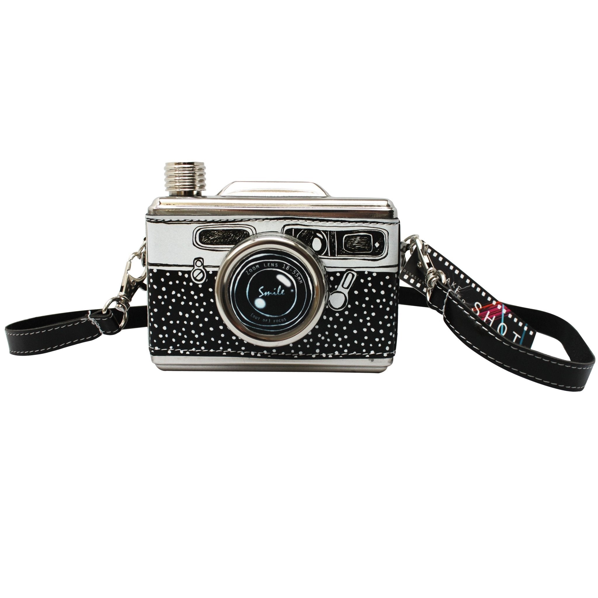 Black And White Camera Hip Flask - House of Disaster