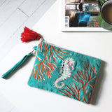 Coral Seahorse Clutch Bag - House of Disaster