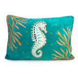 Coral Velvet Seahorse Cushion - House of Disaster