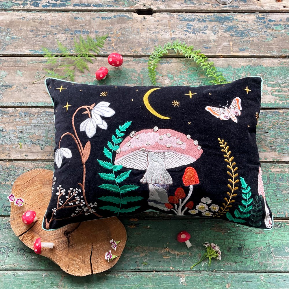 Forage Black Velvet Cushion - House of Disaster