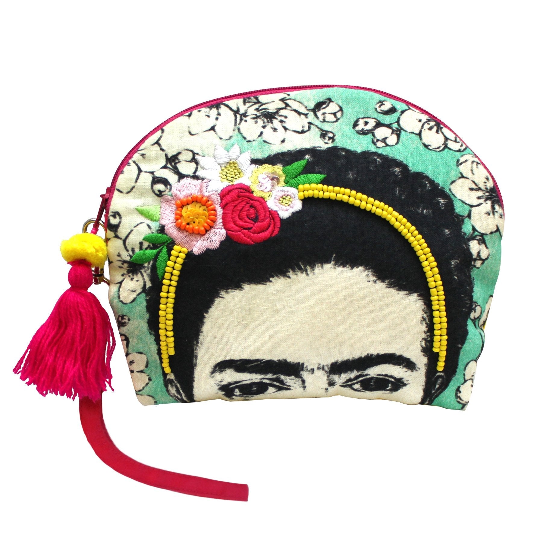 Frida Kahlo Embroidered Make Up Bag - House of Disaster