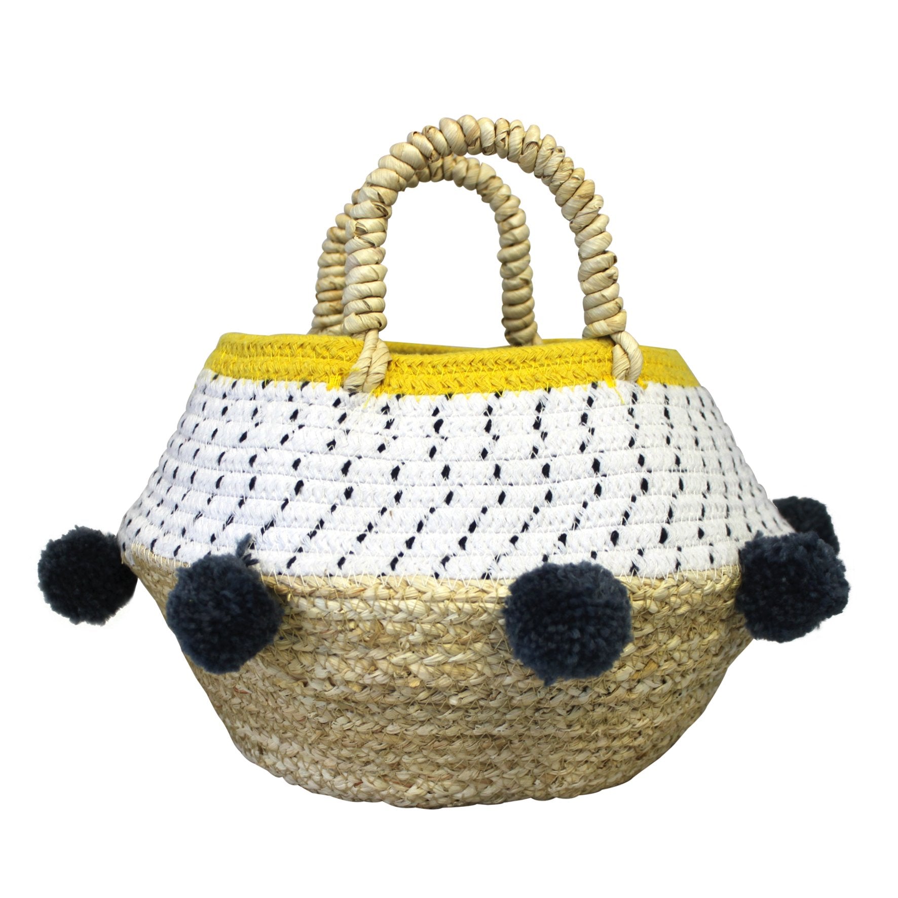 Grey Pom Pom Rope Basket - House of Disaster