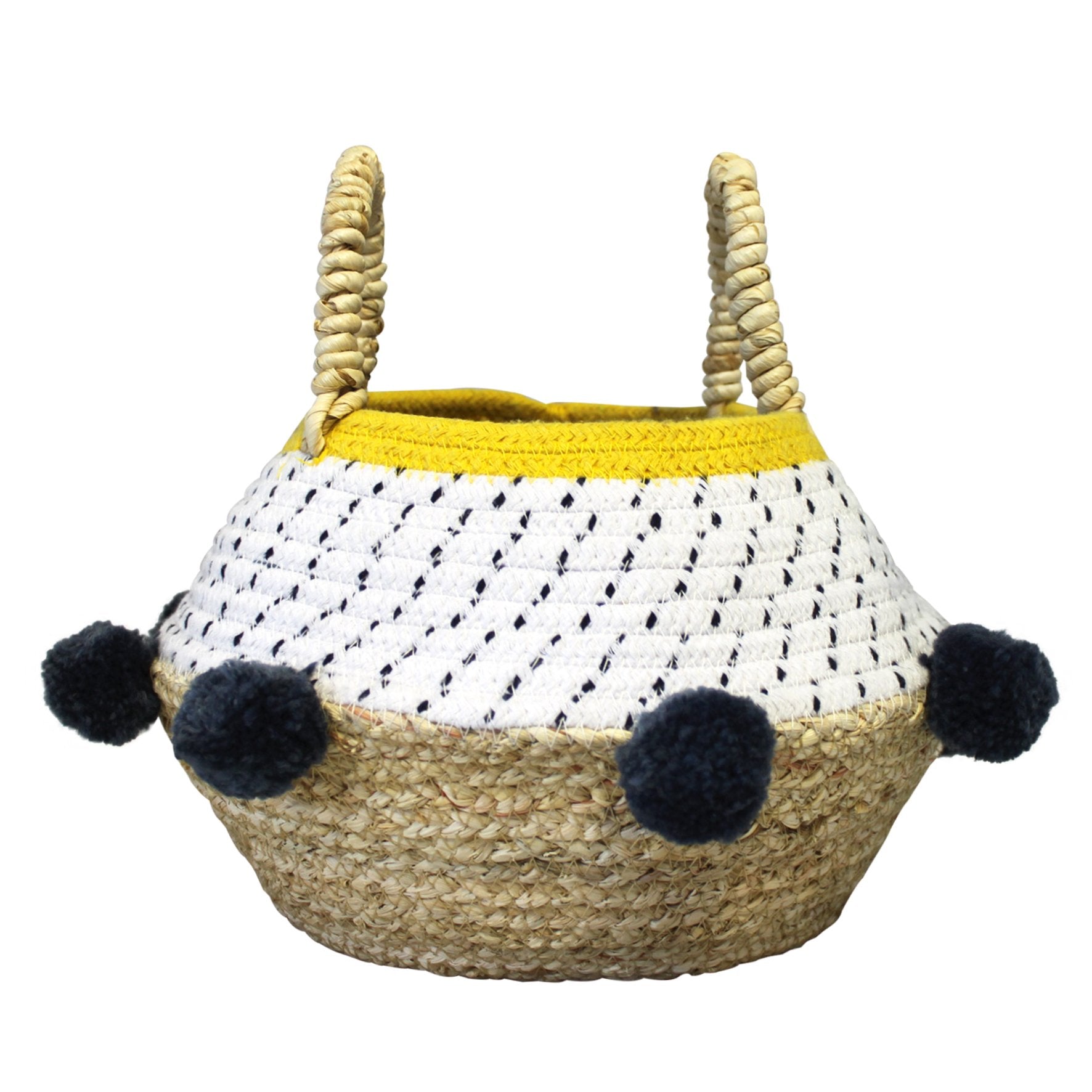 Grey Pom Pom Rope Basket - House of Disaster