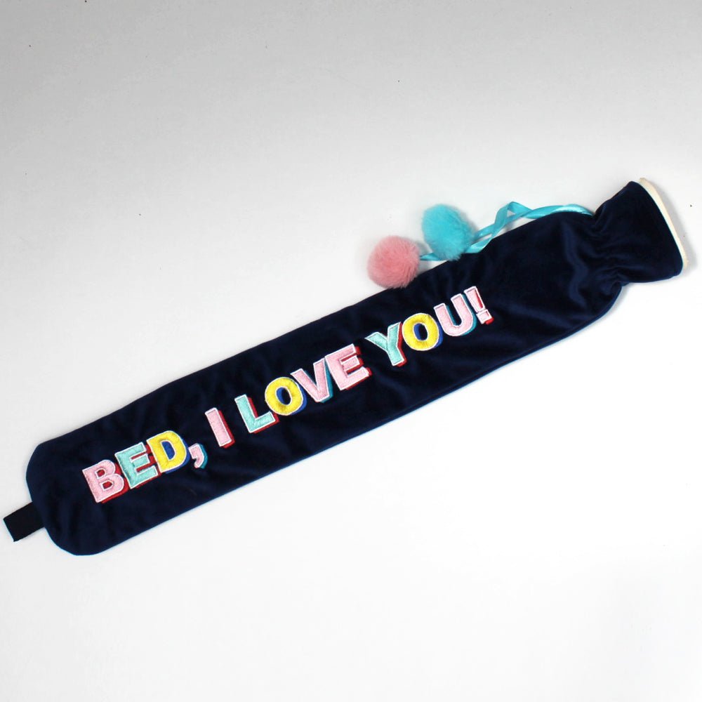 Long Hot Water Bottle 'Bed I Love You' - House of Disaster