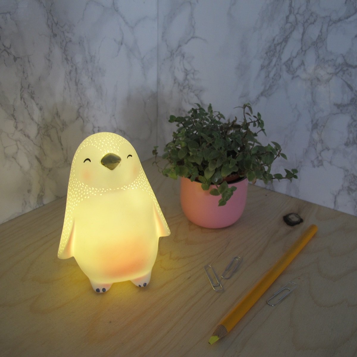 Mini Led Lamp Over The Moon Penguin - House of Disaster