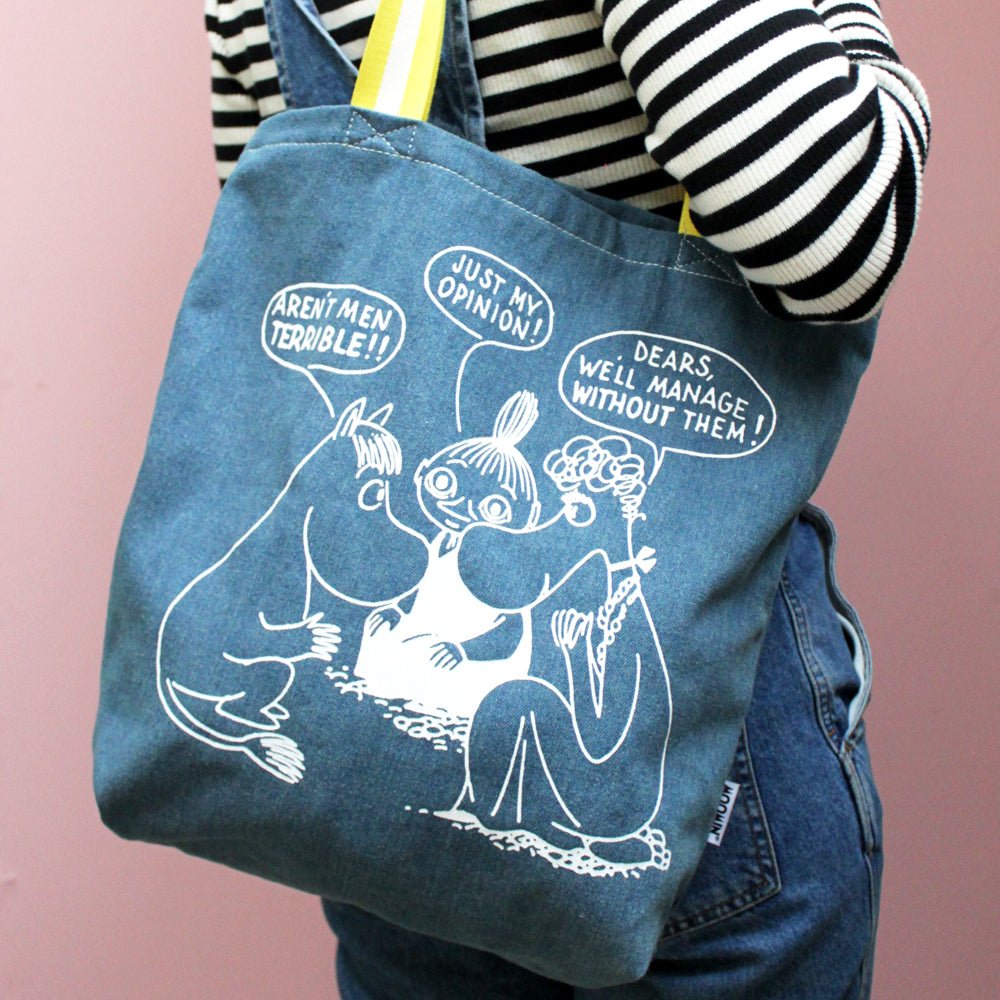 Moomin "Aren't Men Terrible" Denim Tote - House of Disaster