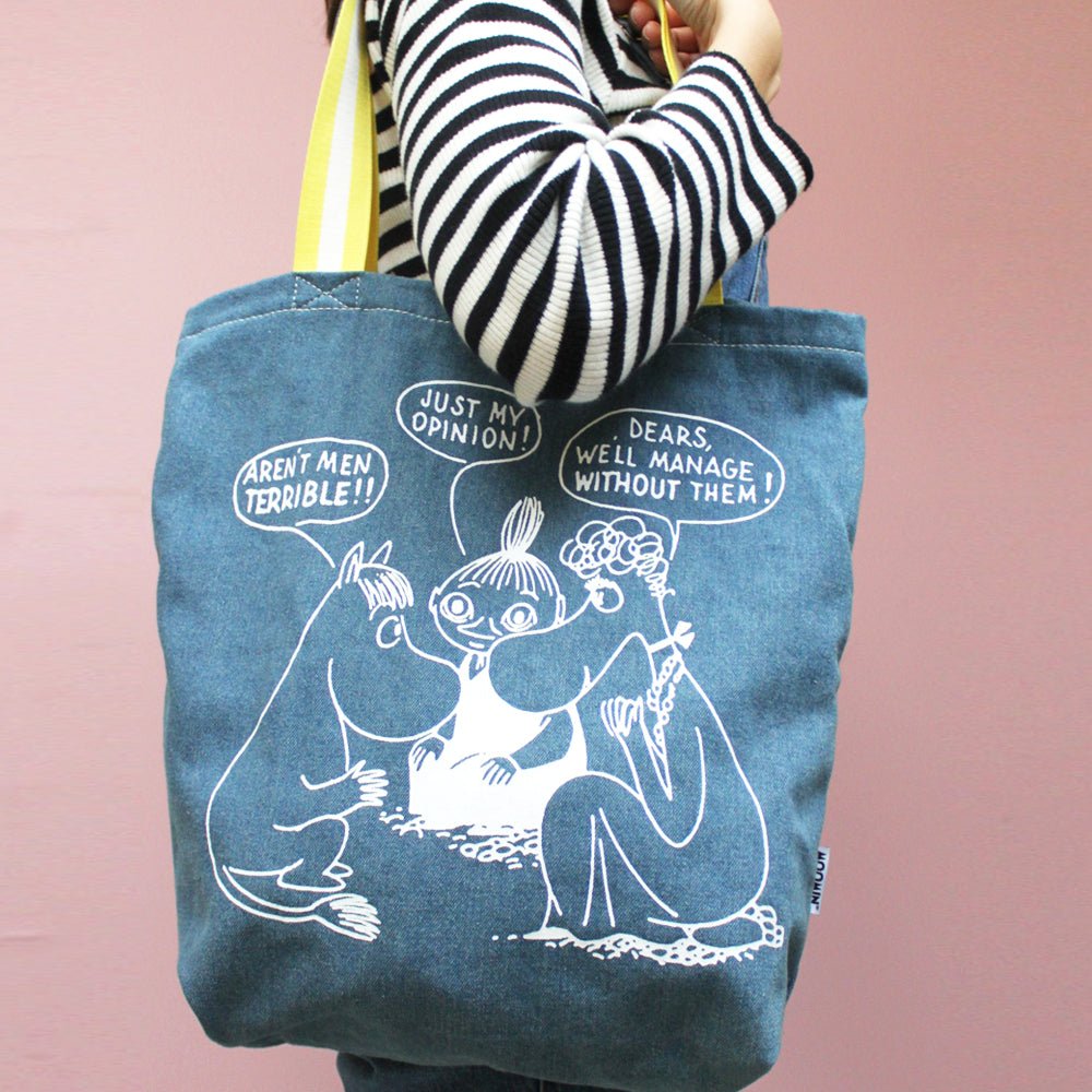 Moomin "Aren't Men Terrible" Denim Tote - House of Disaster