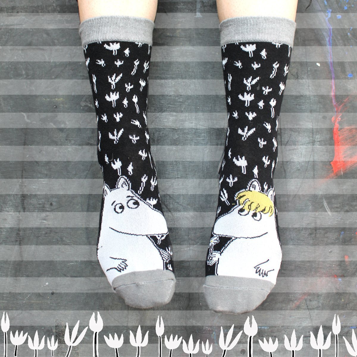 Moomin Black Printed Socks - House of Disaster