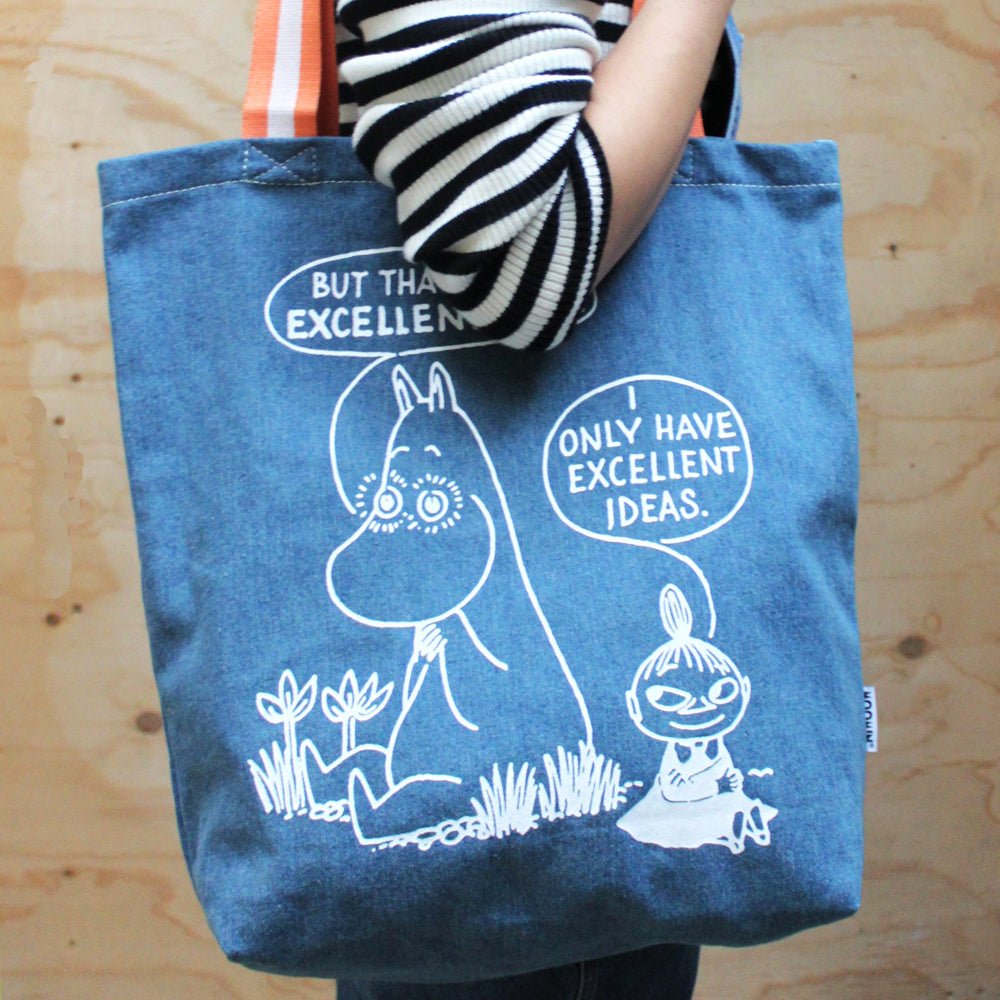 Moomin "Excellent Idea" Denim Tote - House of Disaster