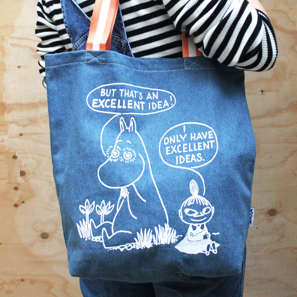 Moomin "Excellent Idea" Denim Tote - House of Disaster