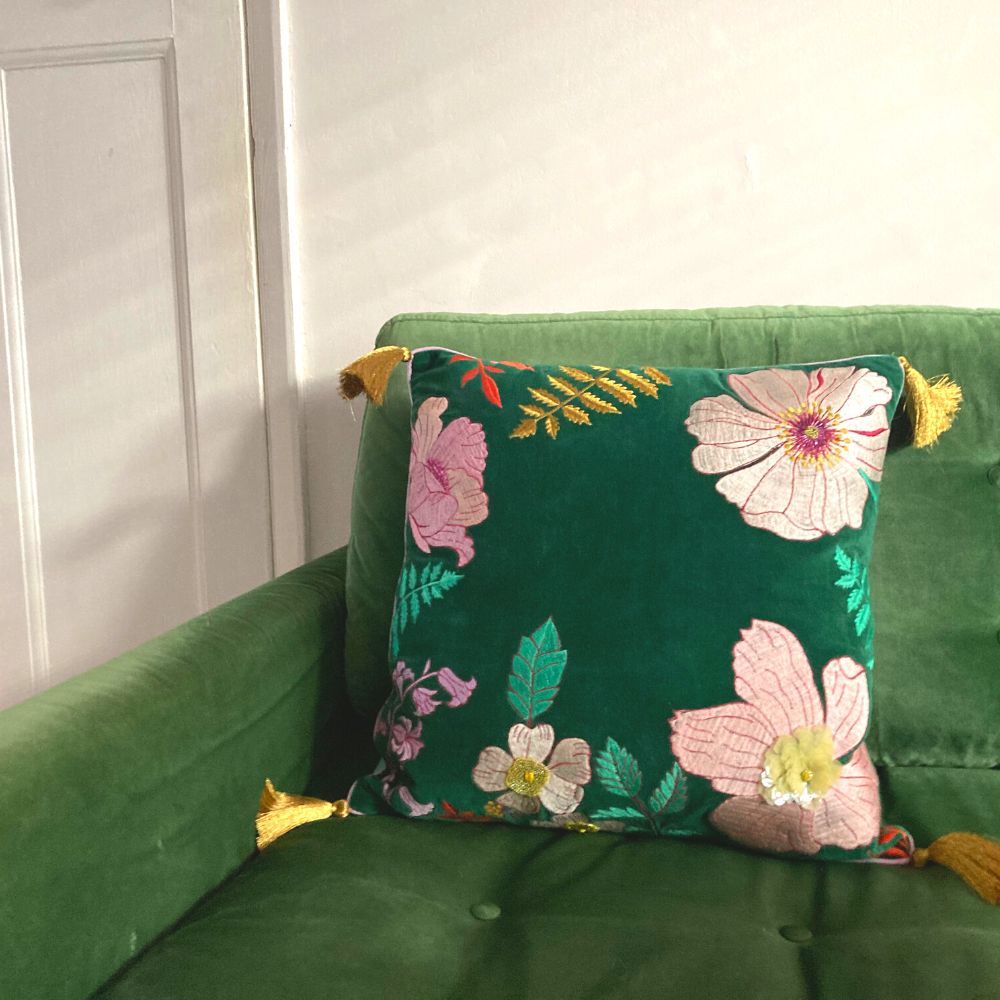 Posy Teal Cushion - House of Disaster