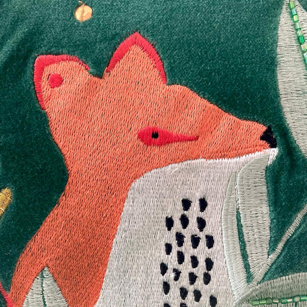 Secret Garden Velvet Fox Cushion - House of Disaster