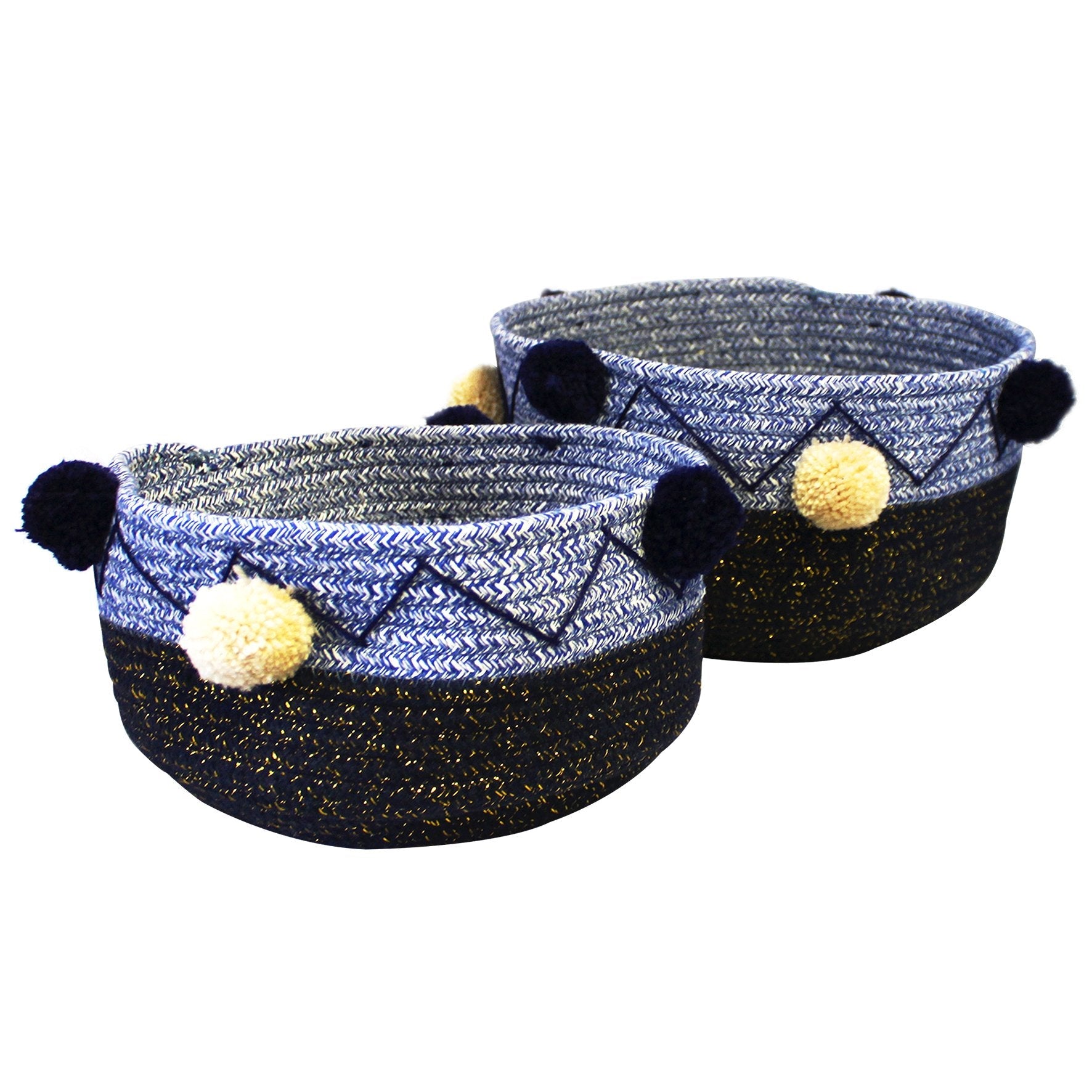 Set Of 2 Navy Rope Baskets - House of Disaster