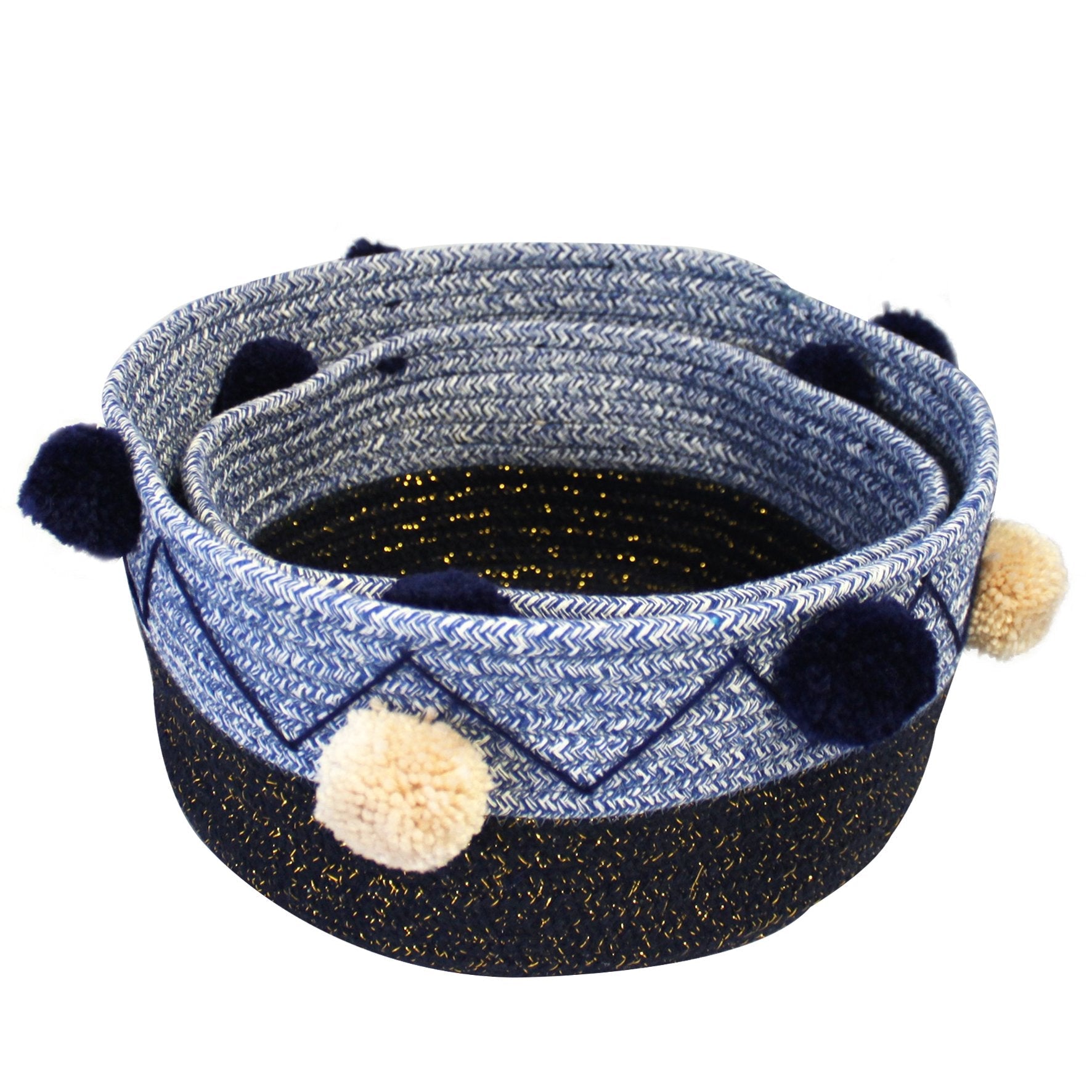 Set Of 2 Navy Rope Baskets - House of Disaster