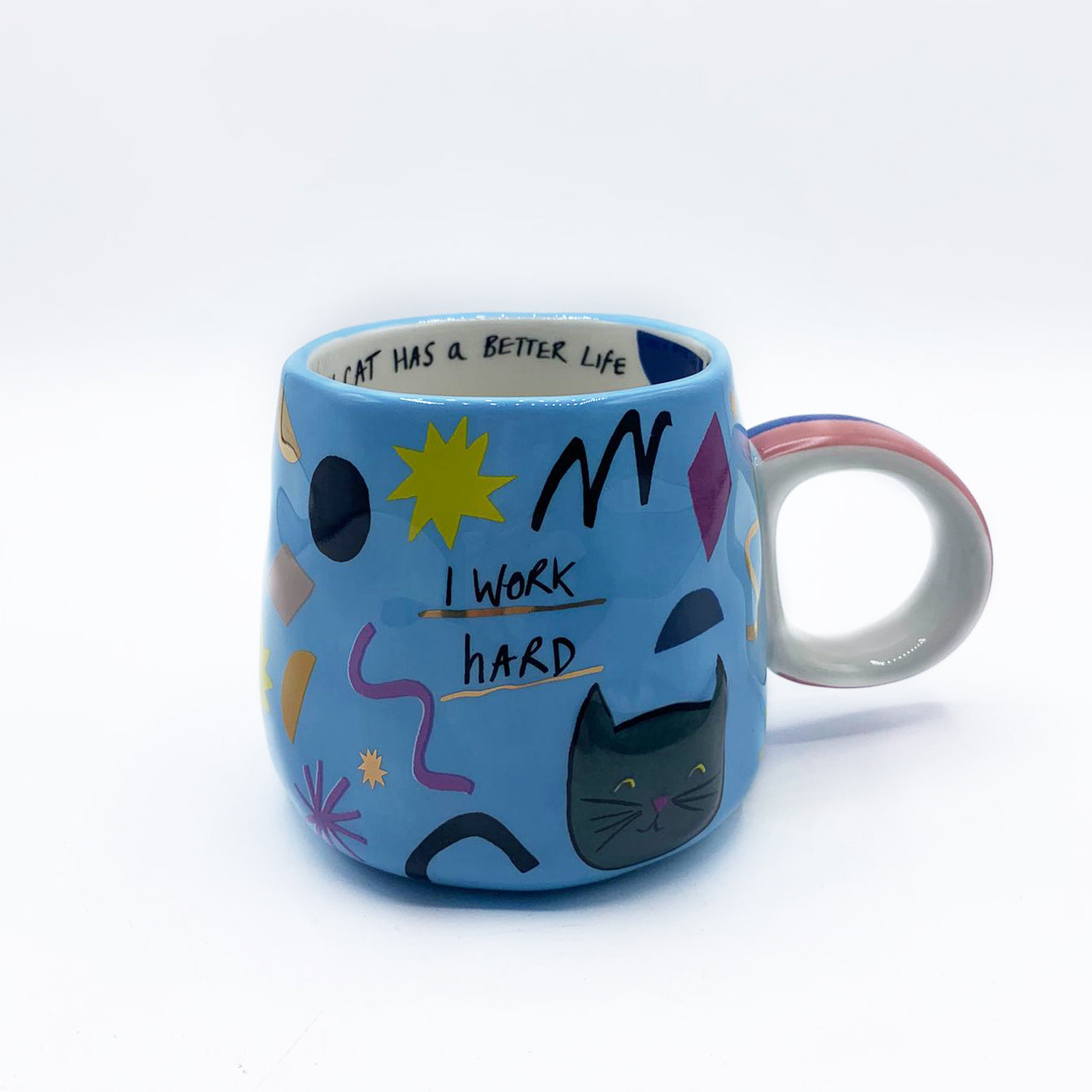 Small Talk 'I Work Hard' Cat Cup