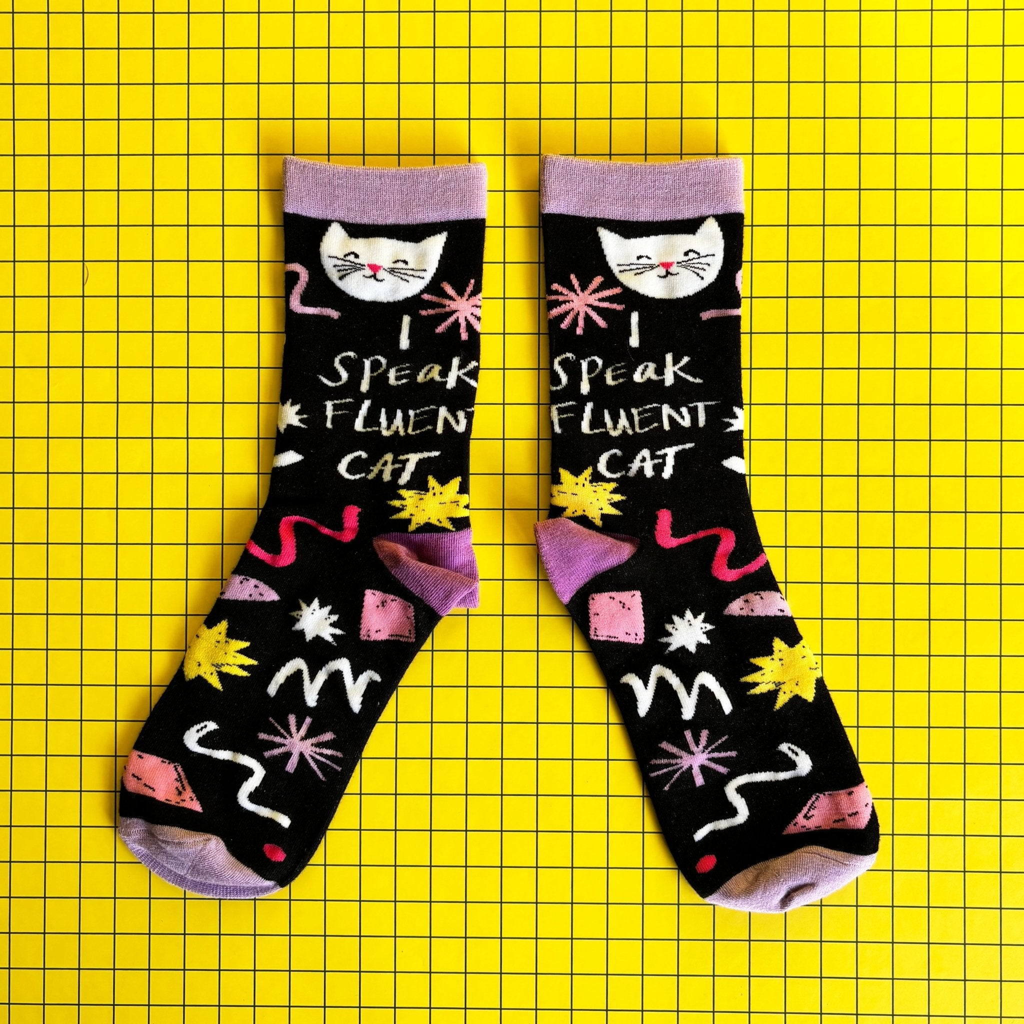 Small Talk 'I Speak Fluent Cat' Socks - House of Disaster