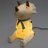 Wood Effect Cute Sitting Triceratops Light - House of Disaster