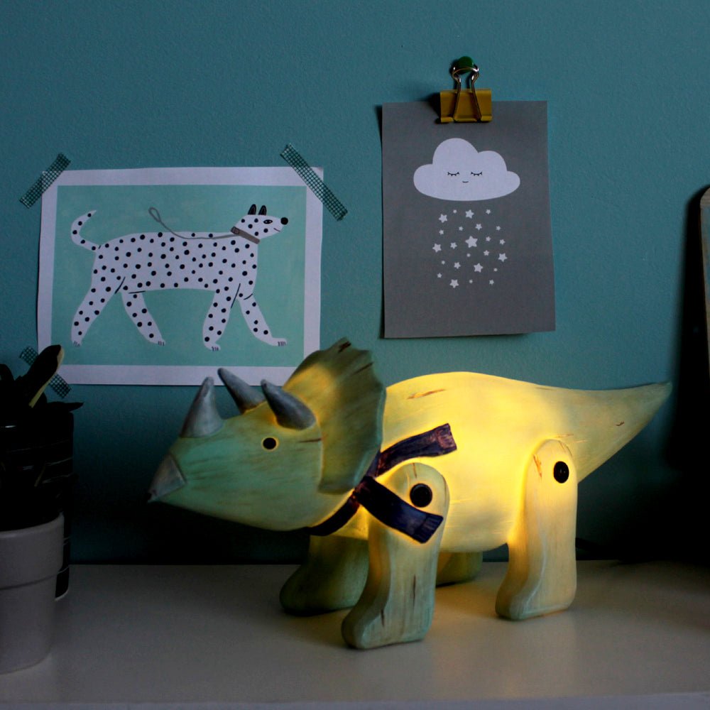 Wood Effect Cute Triceratops Light - House of Disaster