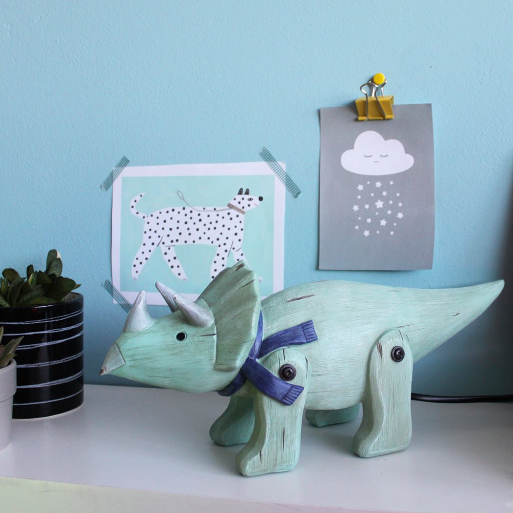 Wood Effect Cute Triceratops Light - House of Disaster